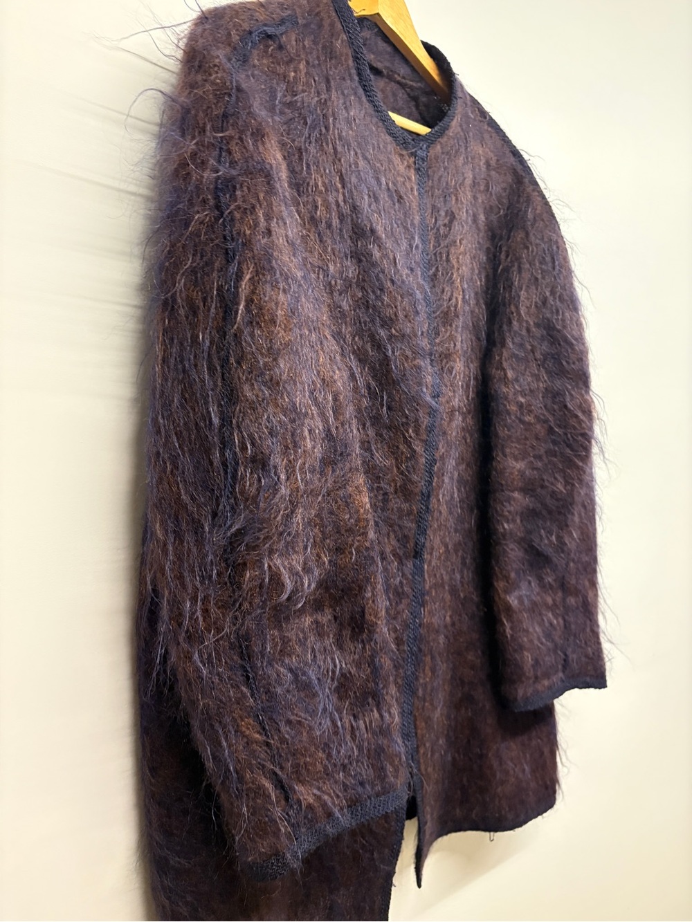 Vintage Purple/Aubergine & Brown Mohair-Cardigan with Snap Buttons - Picture 3 of 10